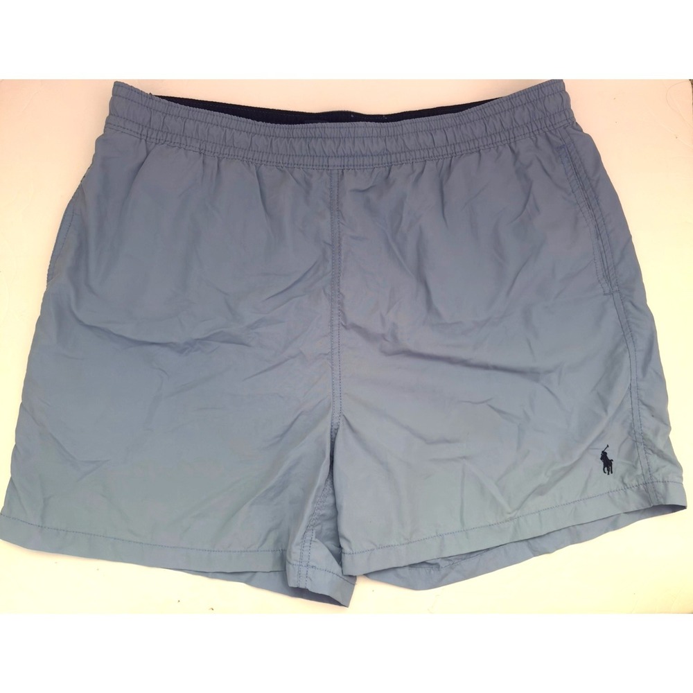 Polo Ralph Lauren Men's Blue Solid Swim Shorts Drawstring Elastic Waist Sz XL